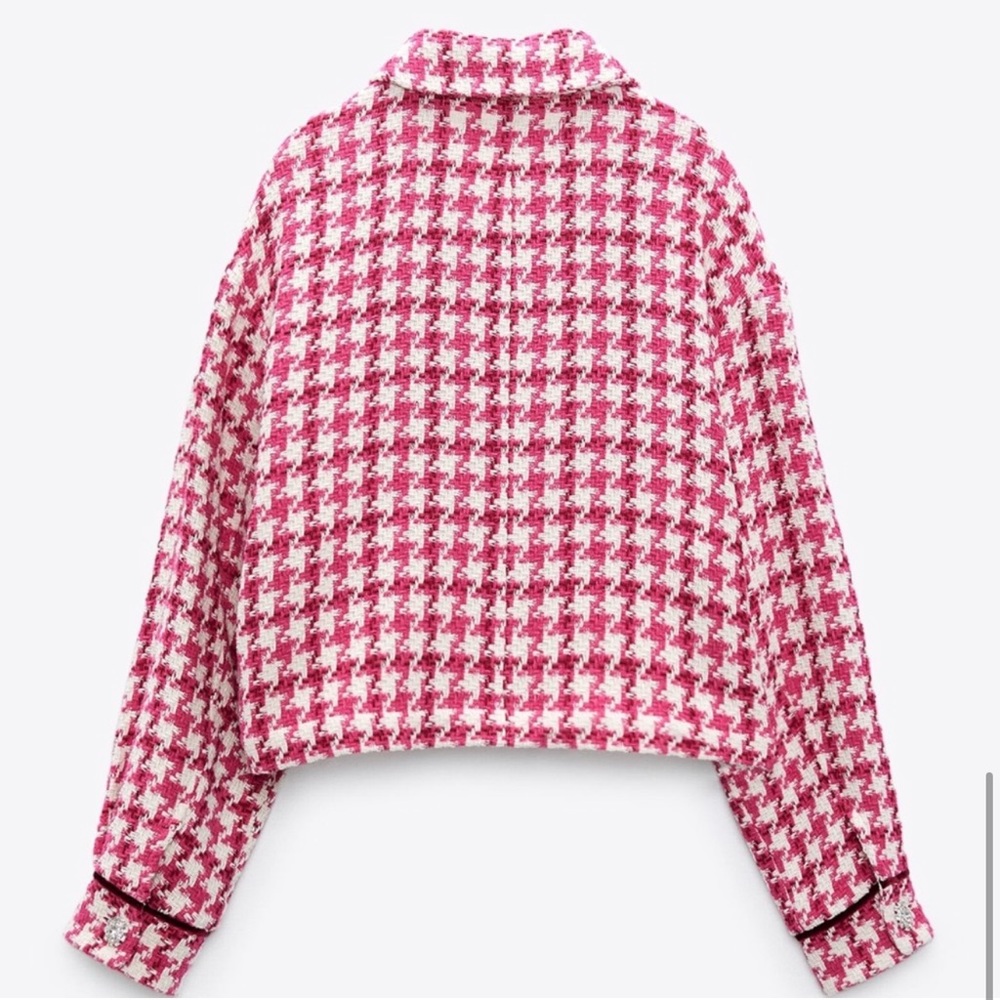 Zara Raspberry Short Tweed Overshirt - Picture 3 of 6